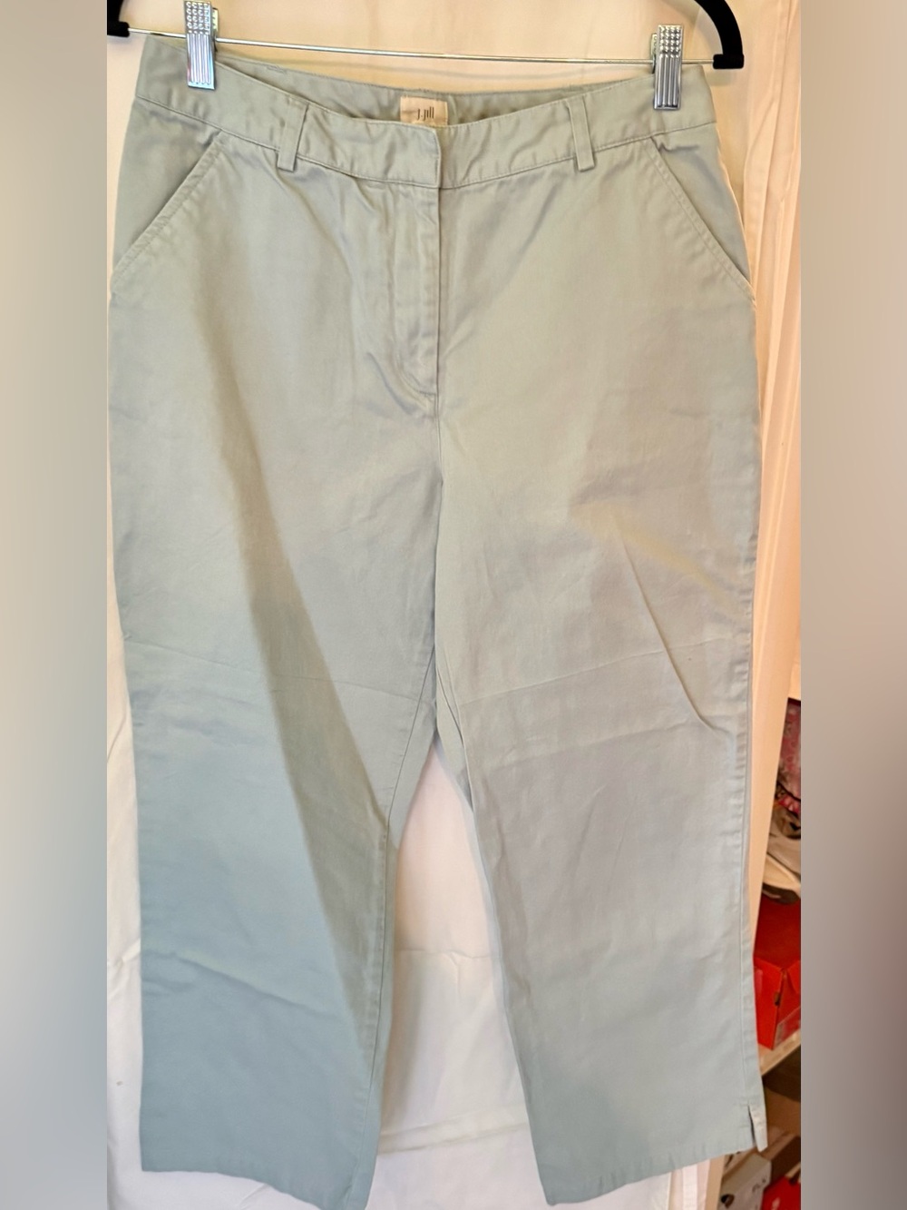 J jill Light Sage Straight Leg Cotton Pants